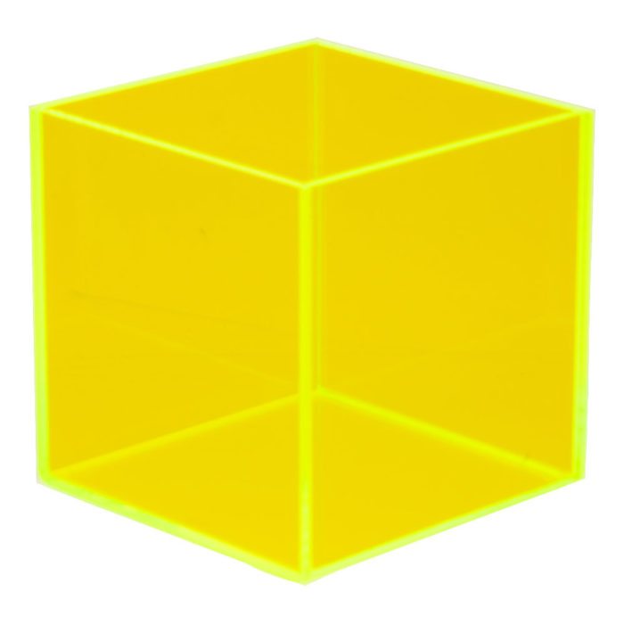 Bac coloré jaune fluo transparent en PMMA plexiglas
