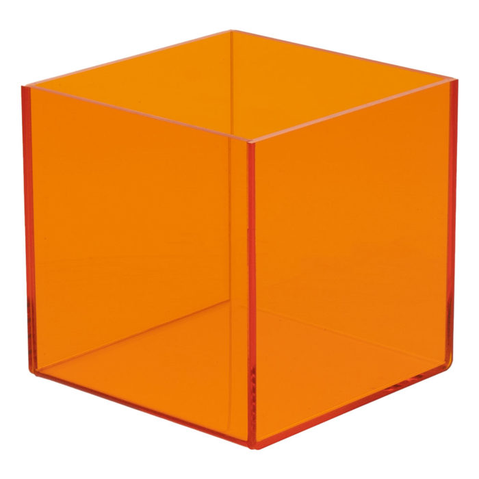 Bac coloré orange transparent en PMMA plexiglas